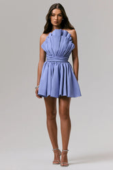 Distinguished | Powder Blue Asymmetric Ruffled Mini Dress