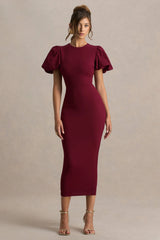 Dakota | Burgundy Puff-Sleeve Midi Dress