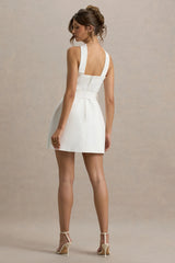 Timberly | White High-Neck Tailored Micro-Mini Dress