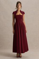 Scarlett | Burgundy Square-Neck Maxi Dress