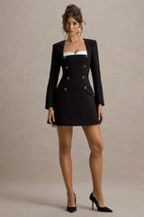 Sammie | Black & White Tailored Long-Sleeve Mini Dress