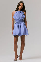 Distinguished | Powder Blue Asymmetric Ruffled Mini Dress