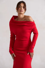 Lou | Red One-Shoulder Asymmetric Maxi Dress