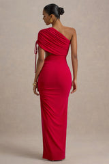 Trance | Red Asymmetric Maxi Dress With Split