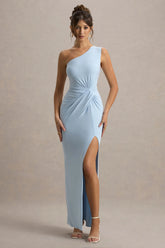 Galene | Powder Blue Asymmetric Wrap Maxi Dress