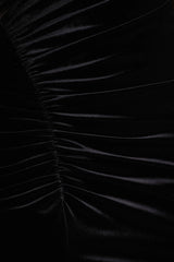 Camilla | Black Velvet Asymmetric-Neck Maxi Dress With Ruched Detailing