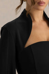 Esme | Black Square-Neck Maxi Dress With Cape Sleeves