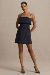 Ember | Navy Pinstripe Square-Neck Mini Dress