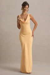 Alesso | Peach Satin Cowl-Neck Maxi Dress