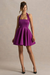 Peggy | Mulberry Halter-Neck Skater Mini Dress