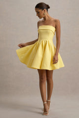 Bruna | Lemon Bandeau Skater Mini Dress