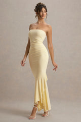 Capria | Pale Lemon Bandeau Wrap Maxi Dress