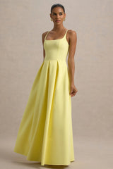 Bambina | Lemon Scoop-Neck Pleated Maxi Dress