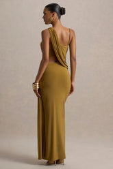 Storm | Camel Asymmetric Maxi Dress With Cut-Out Details