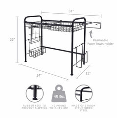 Over the Sink 2 Tier Organizer Dish Drying Rack, 31 Inch