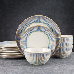 Hensley Blue 12 Piece Dinnerware Set, Service for 4