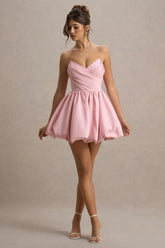 Georgie | Pink Sweetheart Puffball Mini Dress