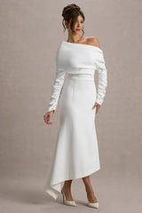 Lou | White One-Shoulder Asymmetric Maxi Dress