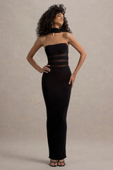 Gaia | Black High-Neck Cut-Out Maxi Dress