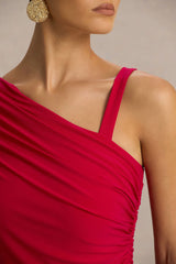 Sylvie | Red Asymmetric-Neck Maxi Dress