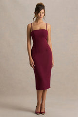 Baylor | Burgundy Midi-Dress With Cape-Detail