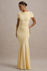 Rian | Pale Lemon Short-Sleeve Maxi Dress