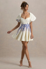 Tapia | Wisteria Print Linen Belted Mini Dress