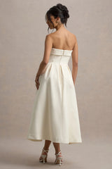 Annalise | Peony Floral Print Bandeau Skater Midi Dress