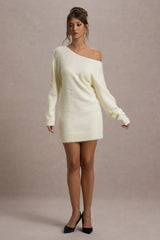 Terra | Cream Faux Mohair Oversized Mini Dress