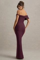 Melika | Burgundy Twisted Bardot Maxi Dress