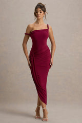 Angelique | Burgundy Twisted Asymmetric Maxi Dress