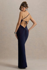 Dressing Up | Navy One Shoulder Maxi Dress With Open Back Detail