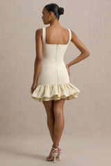 Daliana | Stone Square-Neck Ruffled Mini Dress