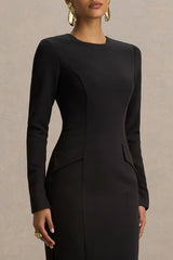 Vaila | Black Crew-Neck Maxi Dress
