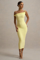 Salome | Lemon Twisted Asymmetric Midi Dress
