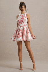 Waverly | Pink Porcelain Print Racer-Neck Sleeveless Skater Mini Dress