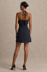 Ember | Navy Pinstripe Square-Neck Mini Dress