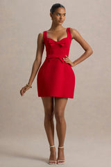 Corey | Red Sweetheart Mini Dress With Bow Details