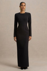 Vaila | Black Crew-Neck Maxi Dress