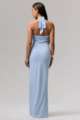 Shooting Star | Powder Blue Plunge-Neck Wrap Maxi Dress With Waist Detail