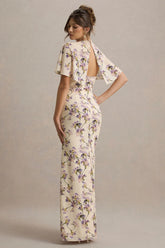 Stila | Lemon Floral Print Plunge-Neck Maxi Dress With High Front Split