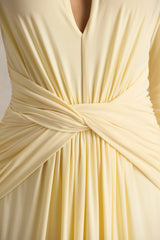 With Me | Lemon High-Neck Maxi Dress With Ruched Detailing