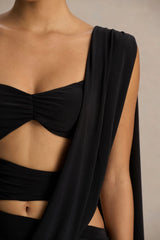 Nebula | Black Bandeau Maxi Dress With Body Cut-Out Details