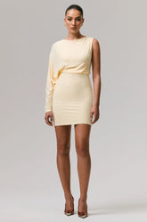 Delia | Pale Lemon One-Sleeve Mini Dress