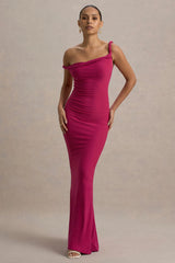 Lita | Hot Pink Twisted Asymmetric Maxi Dress