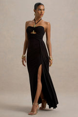 Mohito | Black Halter-Neck Cut-Out Maxi Dress With Split