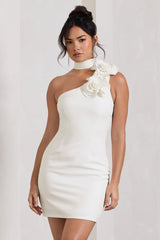 The Party | White Mini Dress With Ruffled Choker