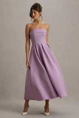 Annalise | Lilac Bandeau Skater Midi Dress