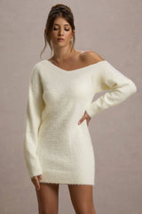 Terra | Cream Faux Mohair Oversized Mini Dress