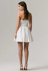 Distinguished | White Asymmetric Ruffled Mini Dress